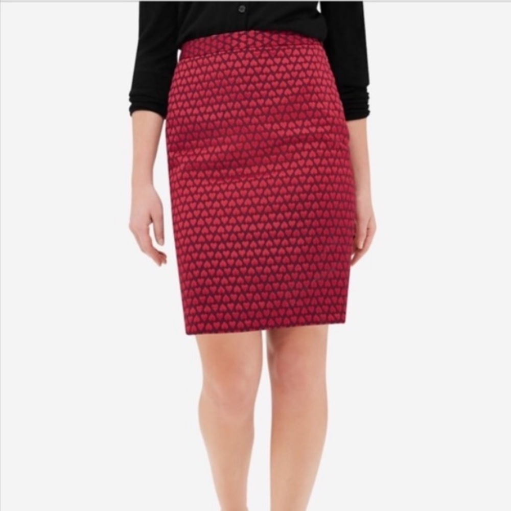 The Limited Heart Pencil Skirt Red Hearts On Purple Size 2